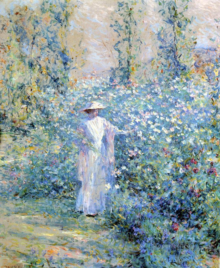 In the Flower Garden lady Robert Reid Oil Paintings